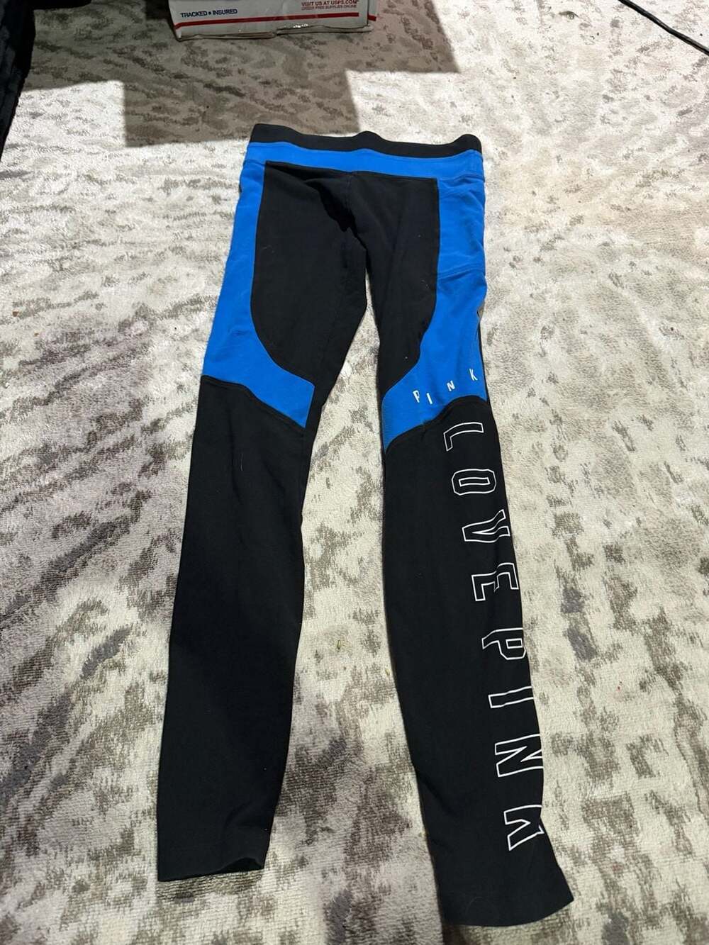 Victoria's Secret PINK Yoga Leggings Size XS Black Blue Love Pink - Picture 5 of 5